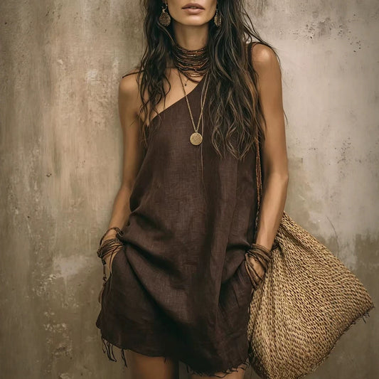 Women’s Sleeveless A Line Mini Dress with Loose Fit Design